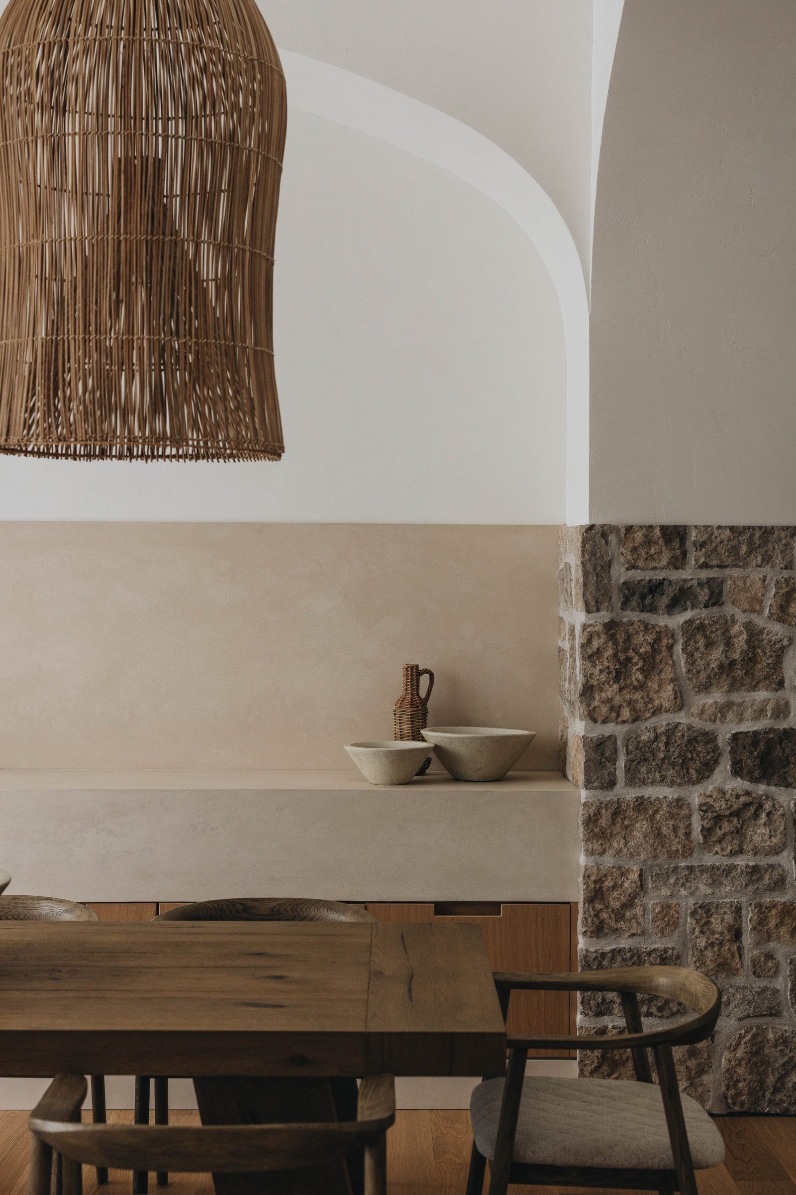 Restaurant with stone and plaster